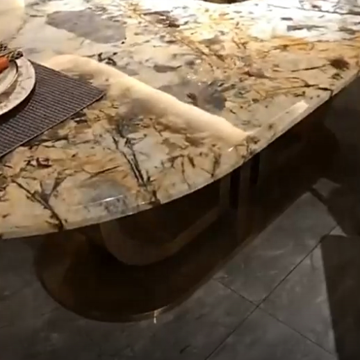 Luxury Italian Modern Home Furniture Dinning Room Table Good Quality Stainless Steel Leg High Gloss Marble Dining Table