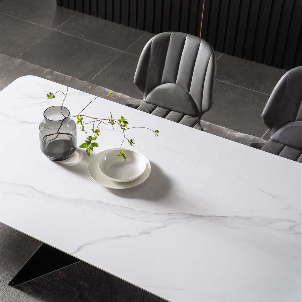 household high quality designer dining table italian modern luxury ceramic marble dining table villa large size dining table set