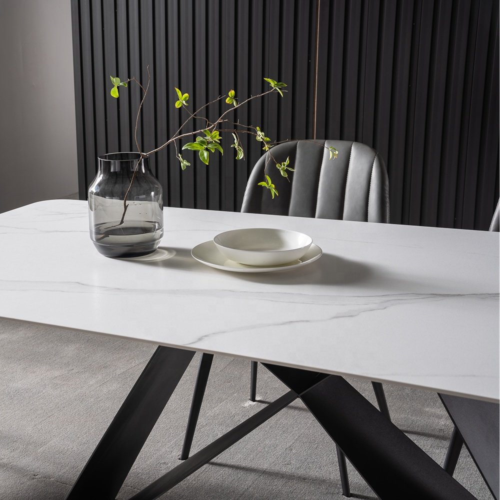household high quality designer dining table italian modern luxury ceramic marble dining table villa large size dining table set