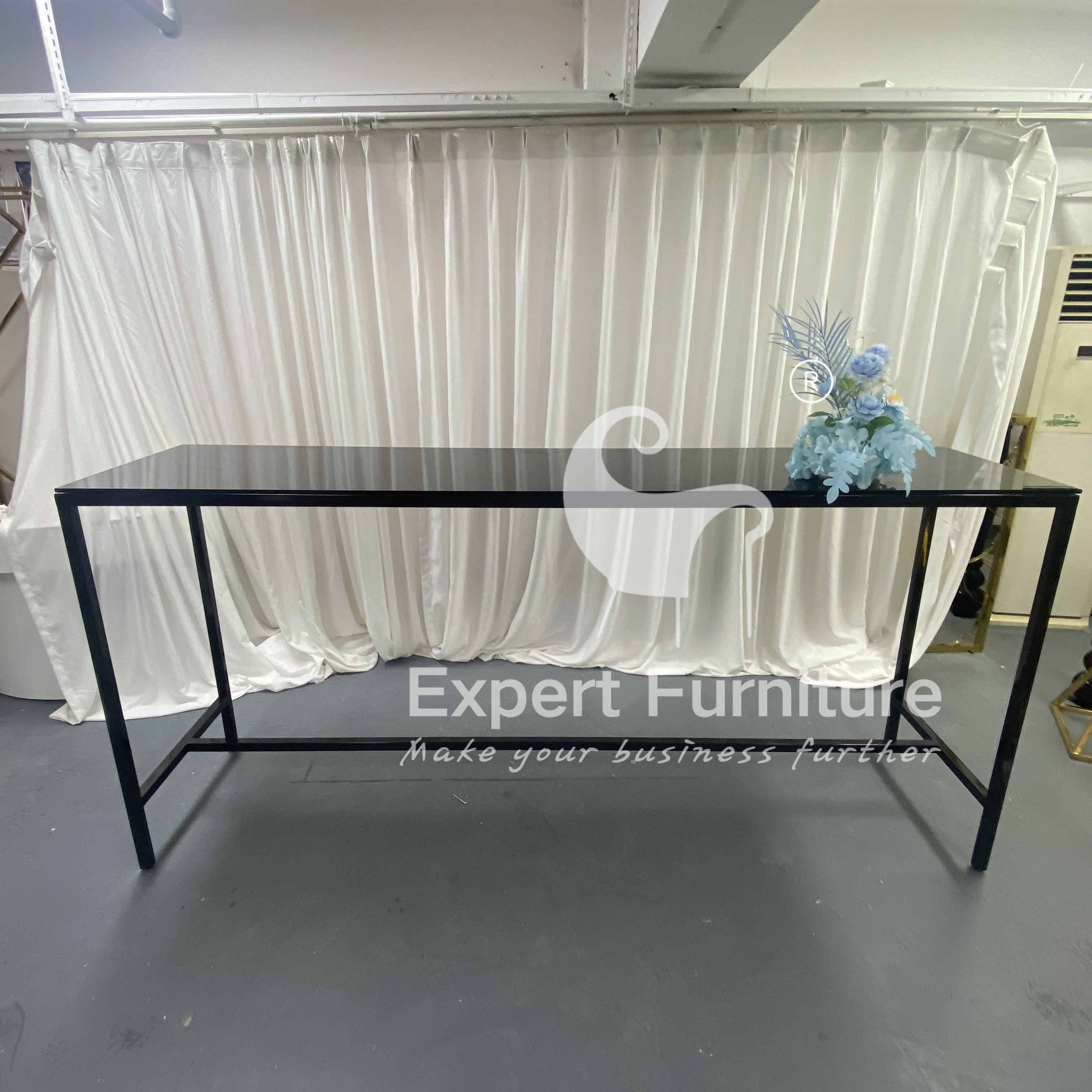 Stainless Steel Frame Pub Dining home tables High Top Long Narrow Rectangular wood Kitchen Bar Table