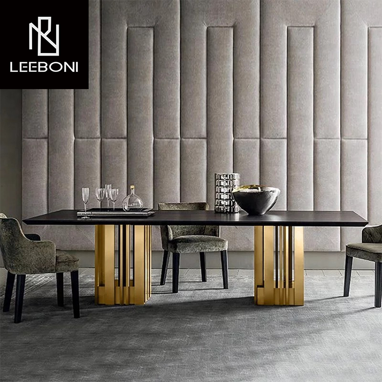 Luxury modern dinning table and chair set custom made black marble dining room furniture 12 seater dining table set