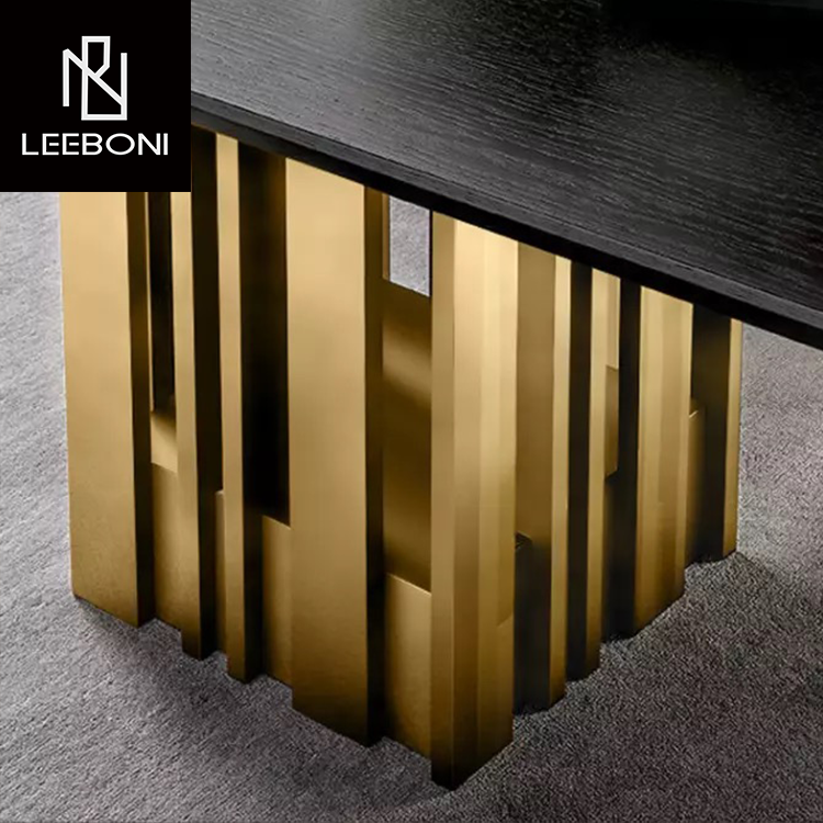 Luxury modern dinning table and chair set custom made black marble dining room furniture 12 seater dining table set