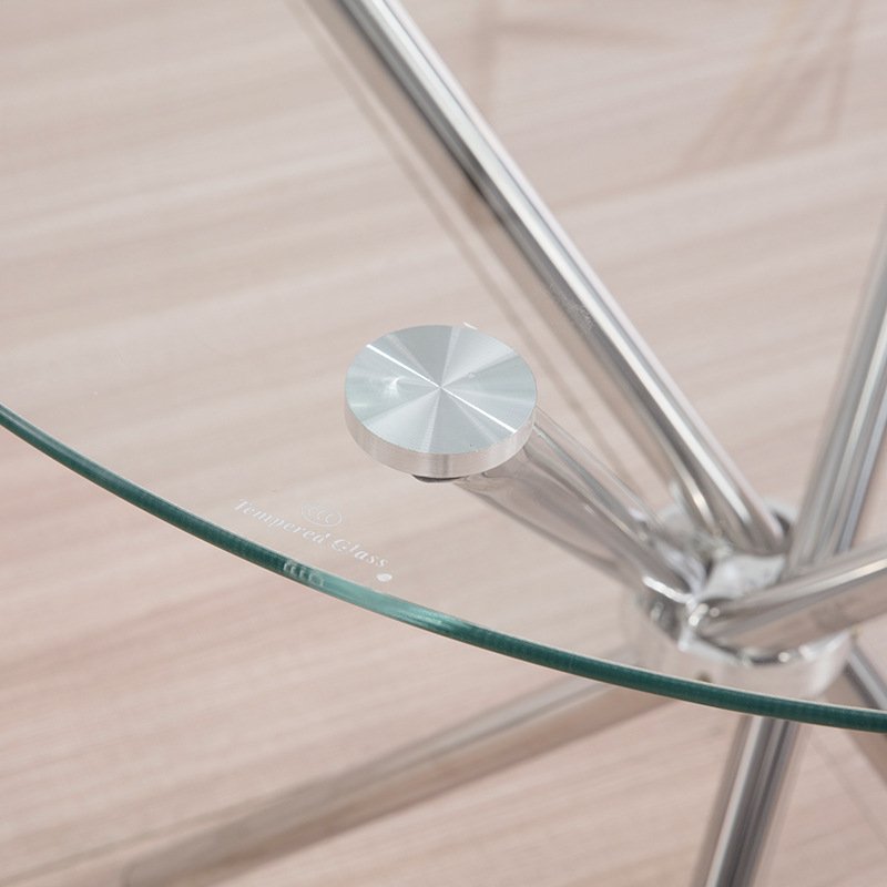 High quality clear Tempered Glass stainless steel legs Dining Table