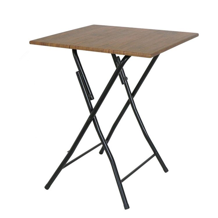 Multifunction Square Brown Wooden Foldable Table With Metal Legs