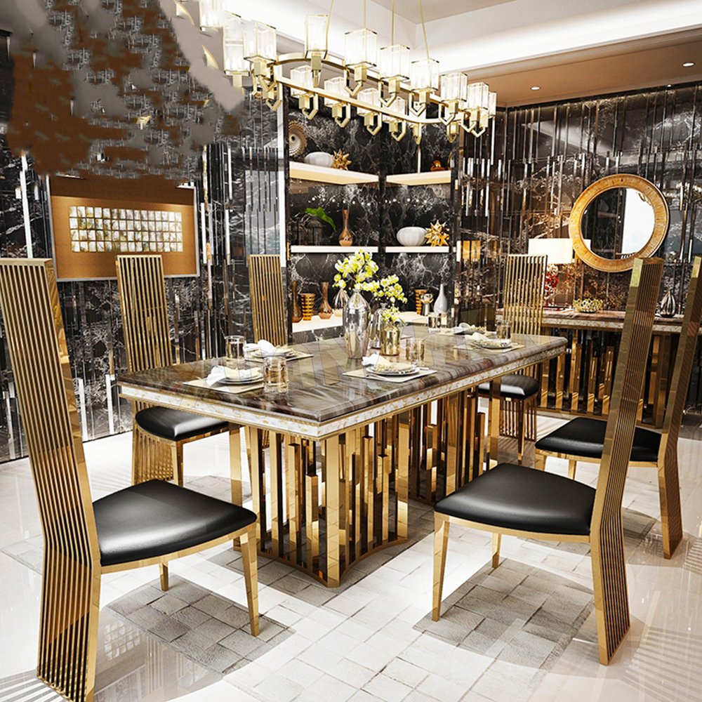 Nordic living room furniture luxury marble dining table modern dining table set gold dining tables