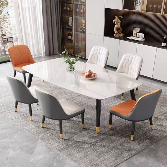 Modern Furniture Rock Plate Dinning Table Set 6 Seater Marble Dining Table For Dining Room Restaurant Hotel