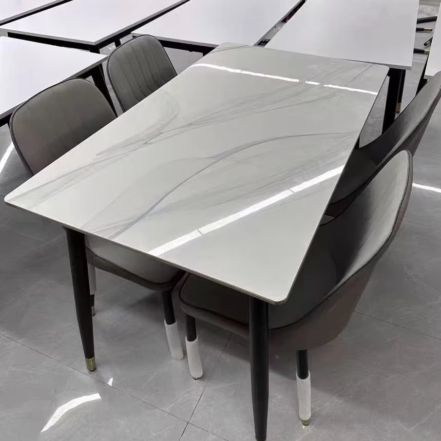 Modern Furniture Rock Plate Dinning Table Set 6 Seater Marble Dining Table For Dining Room Restaurant Hotel