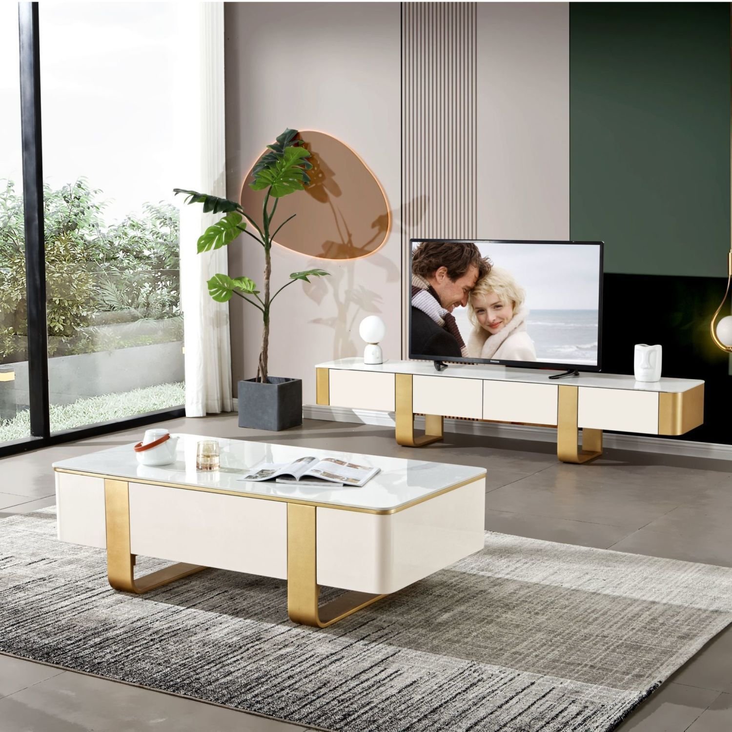 Modern Minimalist Stainless Steel Base Coffee Table Set Sintered Stone Top for Home Villa Hotel Apartment Use-Dining Tables