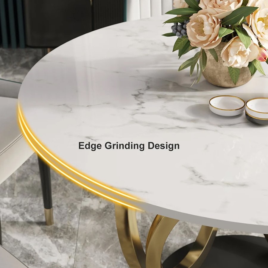 Modern Luxury Dining Set 6 Seater Marble Round Dining Table And Chairs For Dining Room