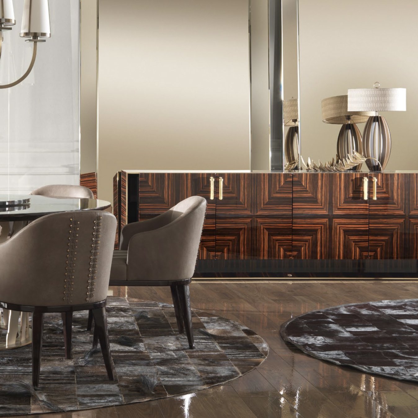 Modern custom home furniture stainless steel base metal Interior round wooden top dining room tables and chairs set