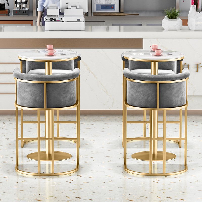 Customized Modern stainless steel table and velvet chairs for restaurant furniture Manufacturer