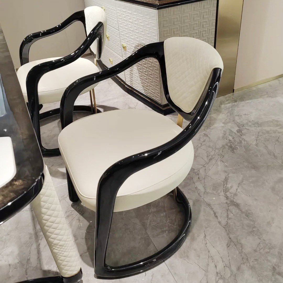 MR Light Luxury High-end Beech Wood base with Marble Dining Table With 6 Chairs Luxury Villa Dining Room Sets Furniture