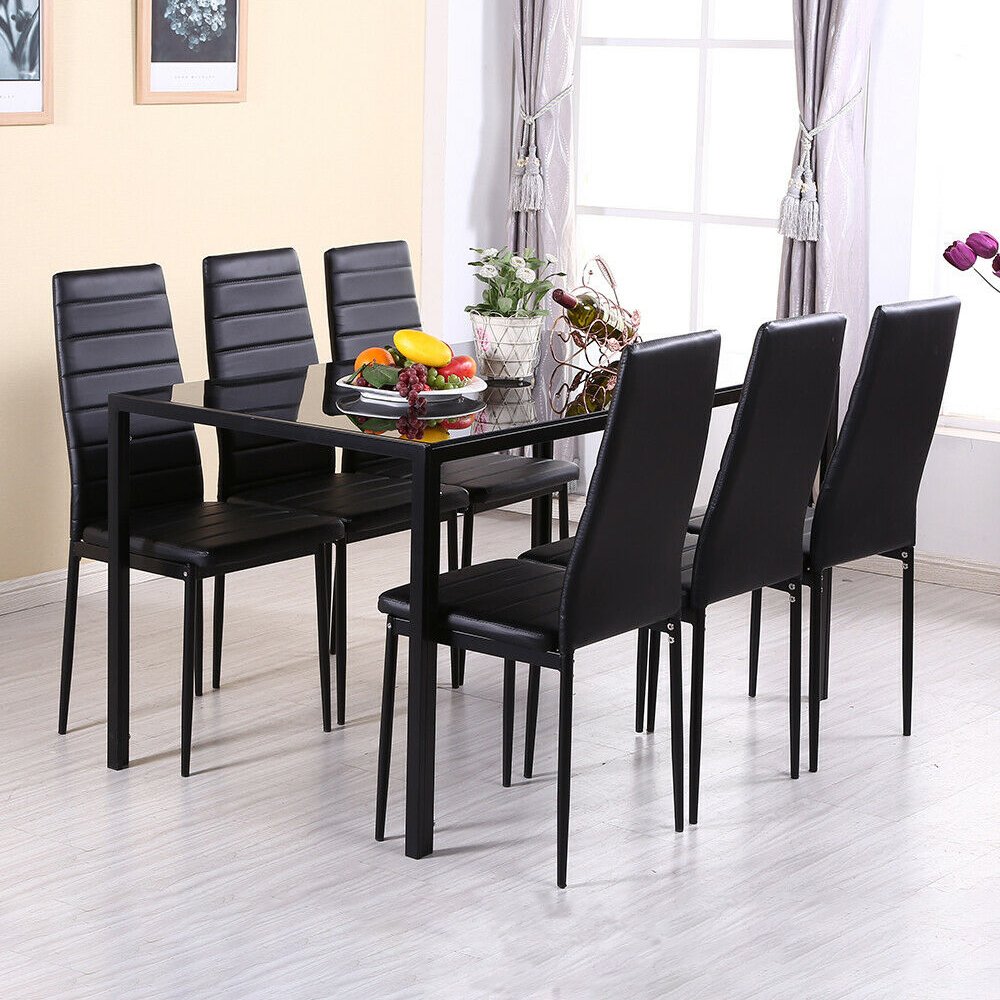 Factory Price Dining Tables Set Leather Chairs Kitchen Furniture Home Furniture Glass Modern Dining Table