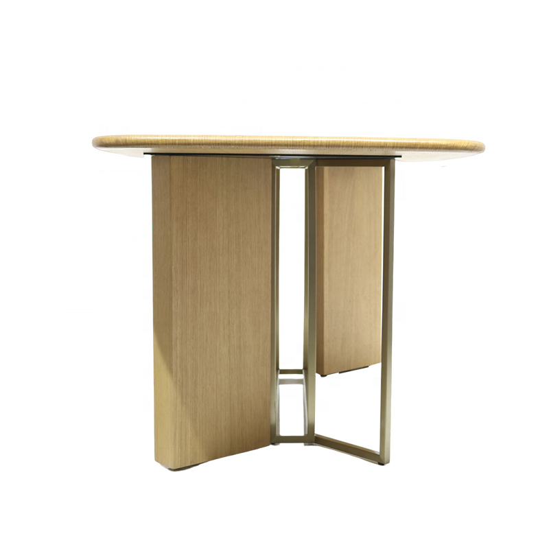 Modern Style Dining Room Furniture High Quality Natural Solid Wood Table Top Dinning Table Metal Base Rectangular Dinning Table