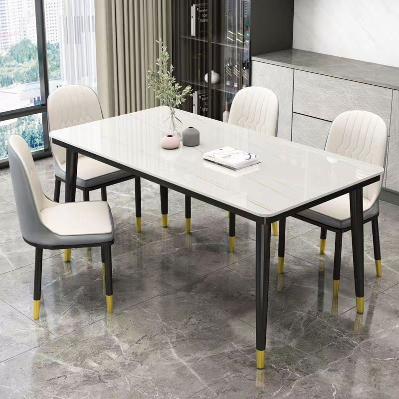 Italian Folding Table Chair Dining Room Furniture Marble Round Table Modern Metal Foot Telescopic Dining Table With Lockers