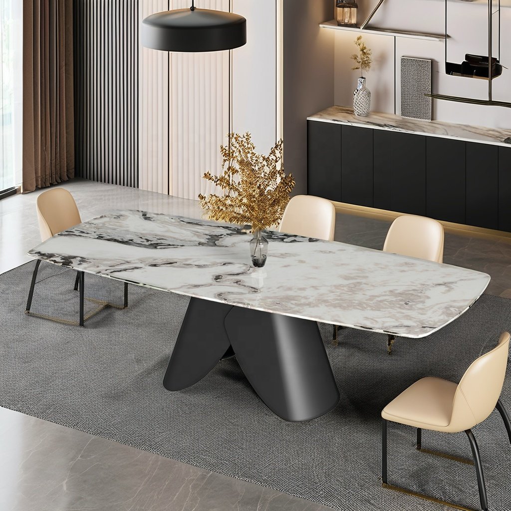 Home Dine Furnitures Living Room 20 Year Experience Rectangular Travertine Stone Table Top Dining Table Desk