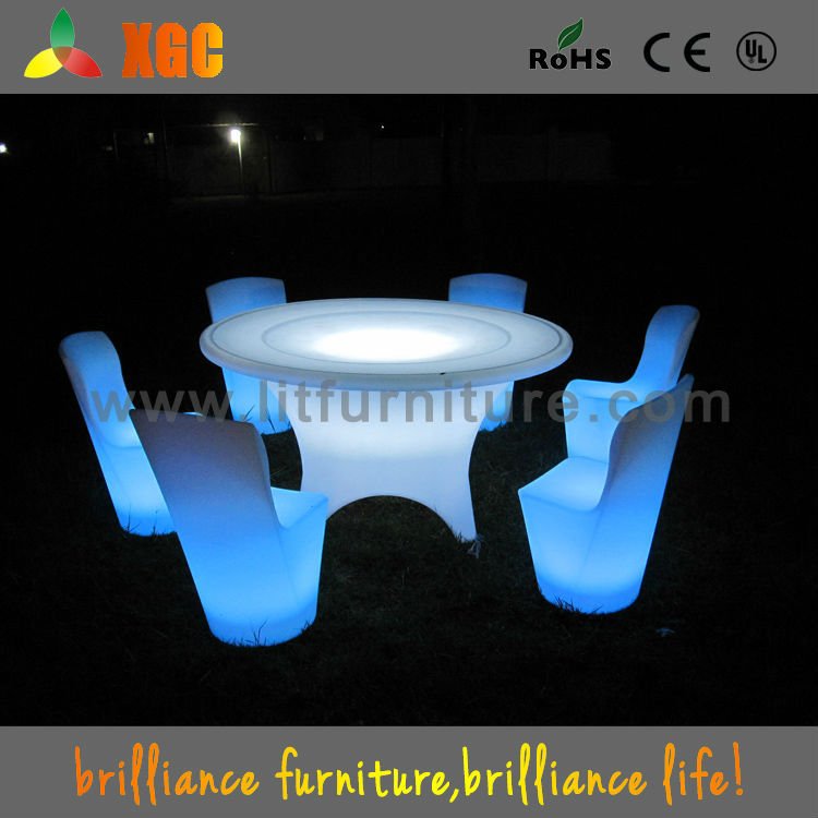 Modern LED Glowing Restaurant Tables Banquet Table Sets Dining Tables And Chairs