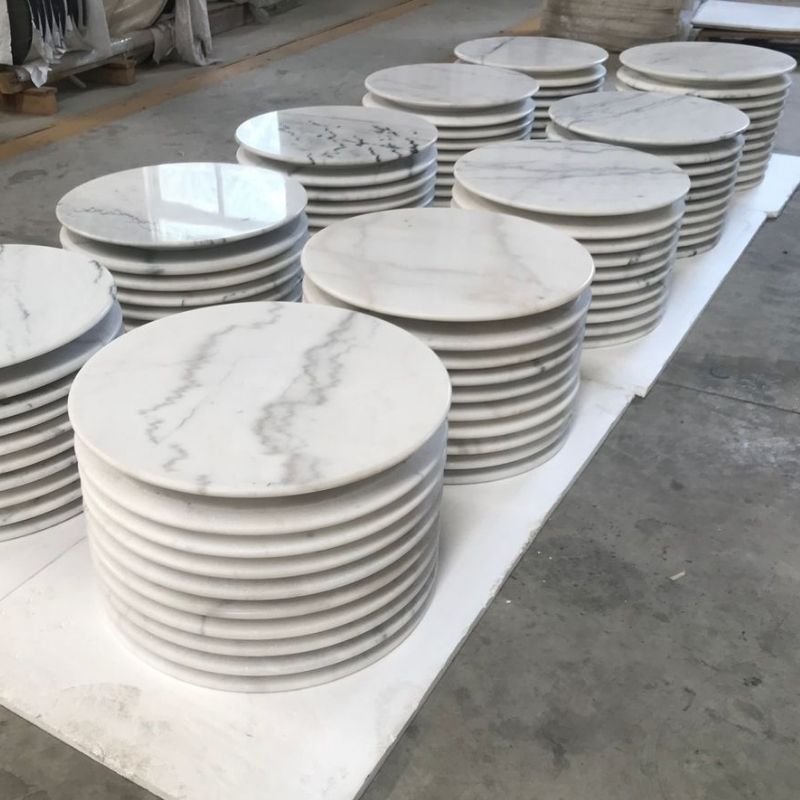 Lifepursue Cost effective 18mm pure GX white Round Marble top with Plywood Substrate for bistro table