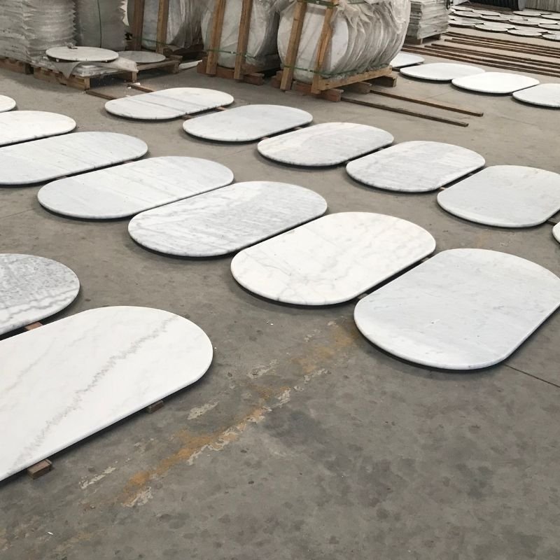 Lifepursue Cost effective 18mm pure GX white Round Marble top with Plywood Substrate for bistro table