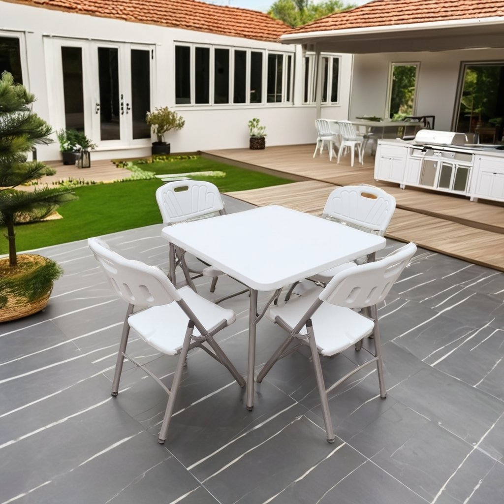 Modern Folding round Plastic Outdoor Dining Table for Banquet Event Hotel Garden Home Furniture with Safe Packing