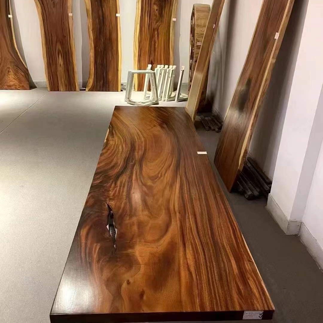 Industrial furniture showroom modern live edge walnut slab Solid Walnut Wood Restaurant Dining Table