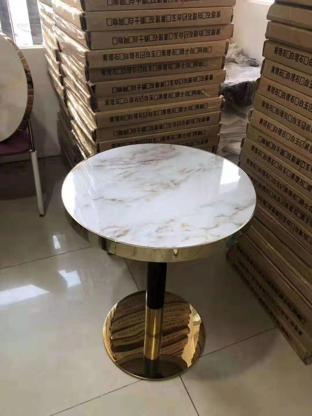 luxury dining table modern manufacture room furniture gold metal stainless steel mdf for table