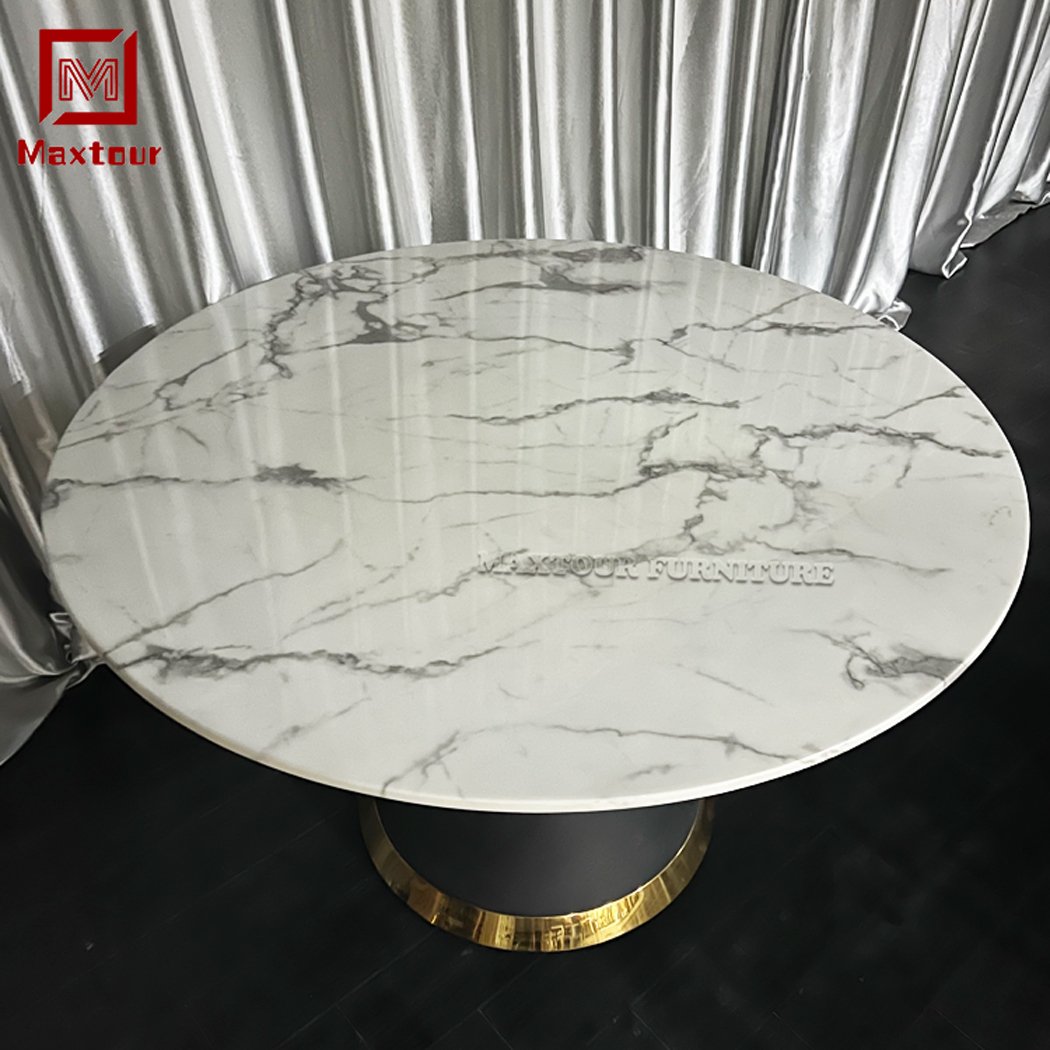 Modern Luxury Marble Top Dining Table Set with 6 Chairs for Hotel Outdoor Use for Dining Room Furniture Living Room Hall