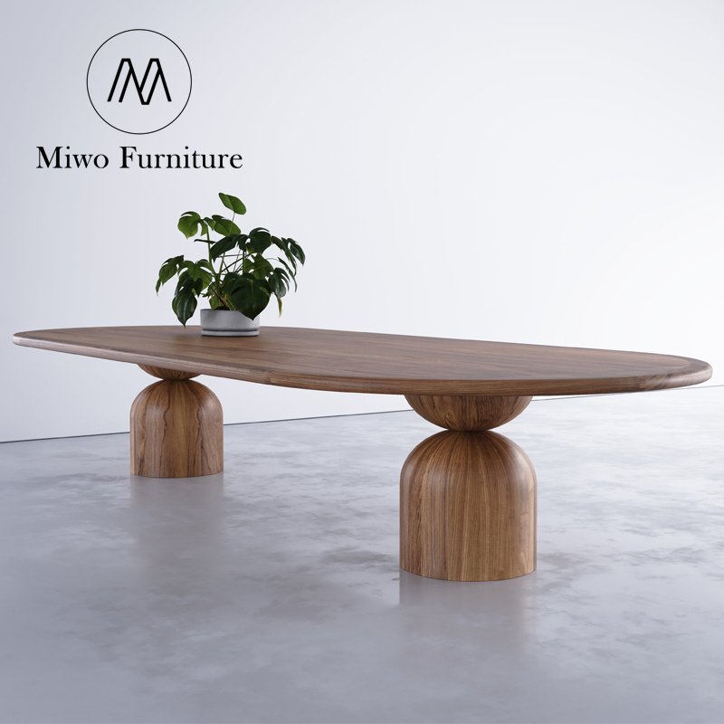 Nordic modern simple solid wood restaurant light luxury retro personality round table designer creative office long table custom