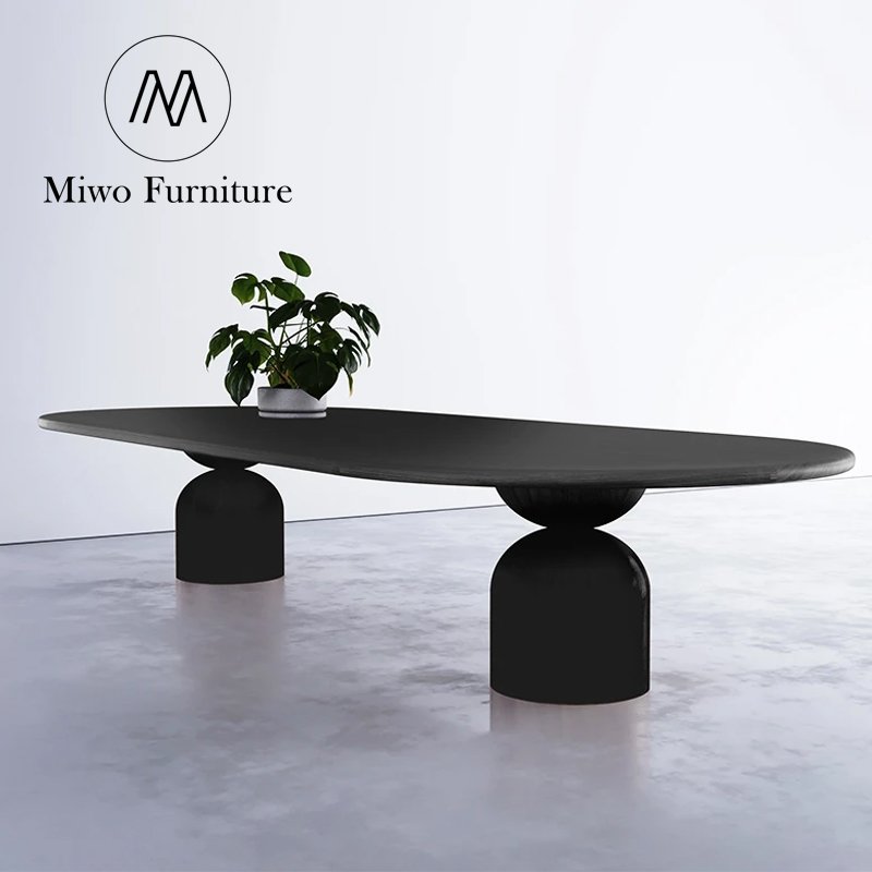 Nordic modern simple solid wood restaurant light luxury retro personality round table designer creative office long table custom
