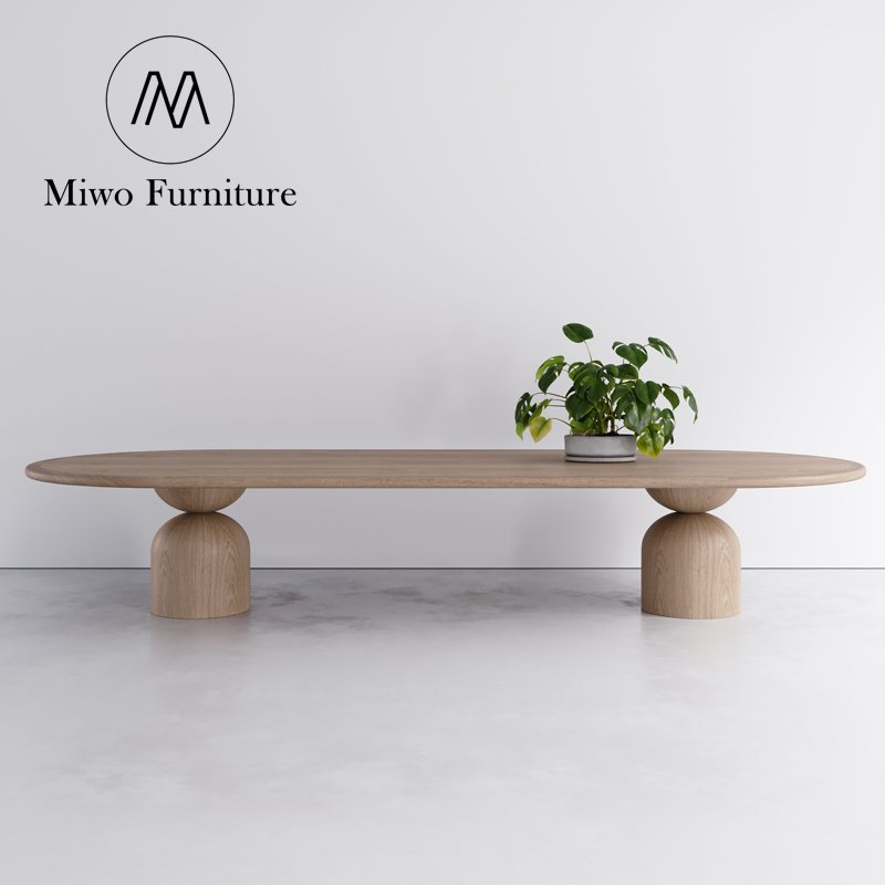 Nordic modern simple solid wood restaurant light luxury retro personality round table designer creative office long table custom