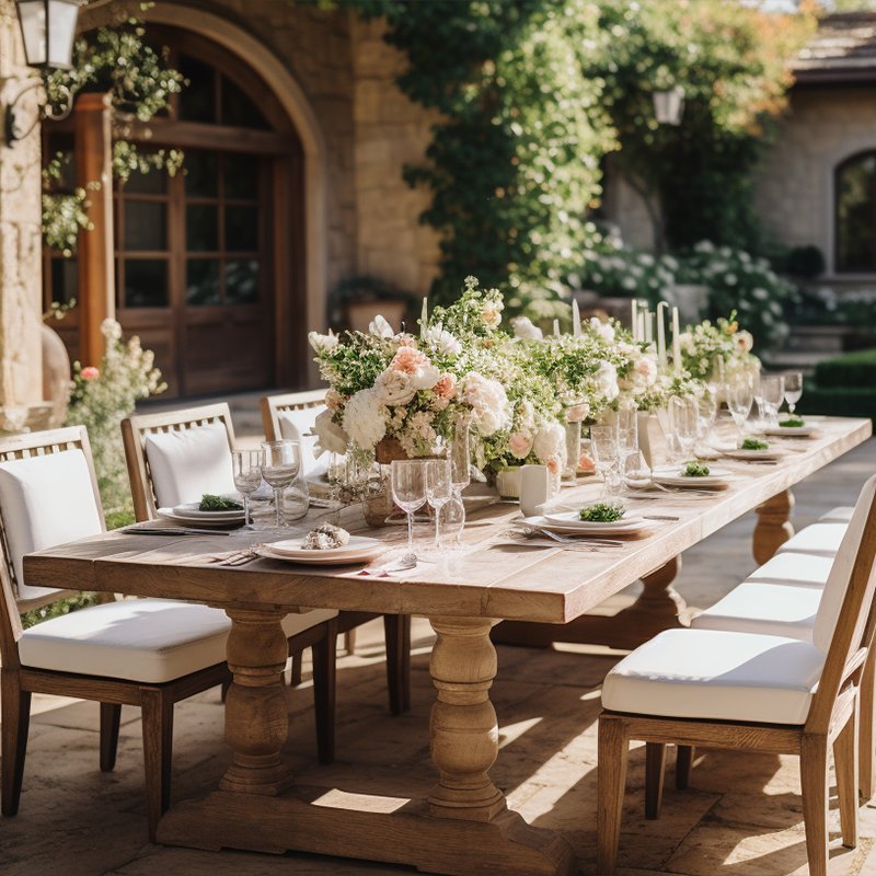 Mrs Woods High Quality Wooden Easy Clean Durable Counter Height Dining Table Set With 6/8/12 Chairs Event