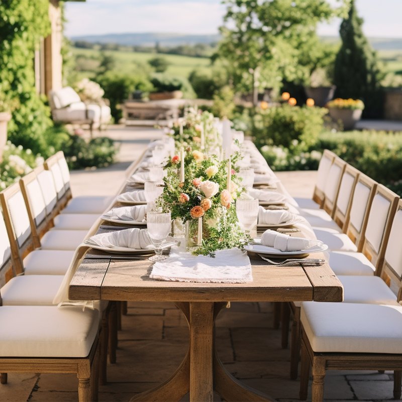 Mrs Woods High Quality Wooden Easy Clean Durable Counter Height Dining Table Set With 6/8/12 Chairs Event
