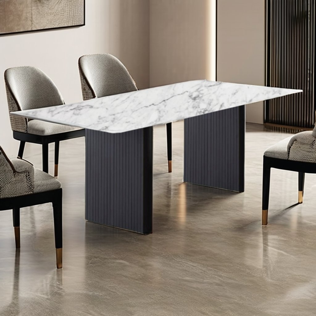 Sintered Stone Dining Table Set Stable Restaurant Furniture with Elegant Marble Top for Homes