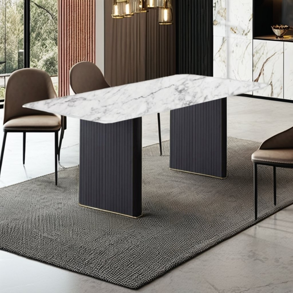 Sintered Stone Dining Table Set Stable Restaurant Furniture with Elegant Marble Top for Homes