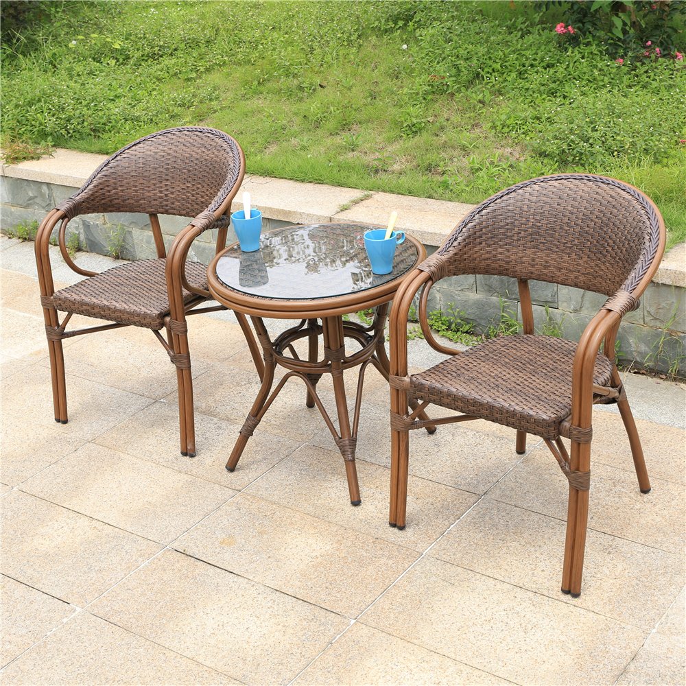 Plastic Rattan Furniture Terrace Aluminum PE Rattan Table Outdoor Pe Wicker Outdoor Tables High Quality Outdoor Garden Set