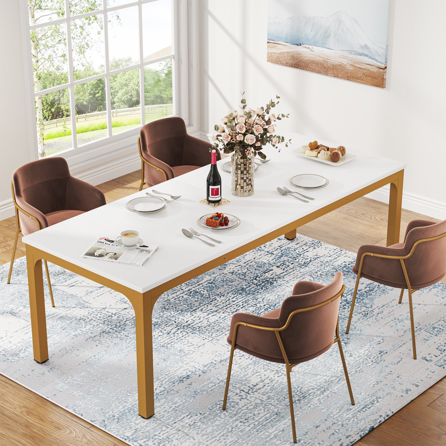 Tribesigns Dining Table for 6-8 Person 78 inch Large Long Rectangular Kitchen Dining Table for Dining Room(Only Table)