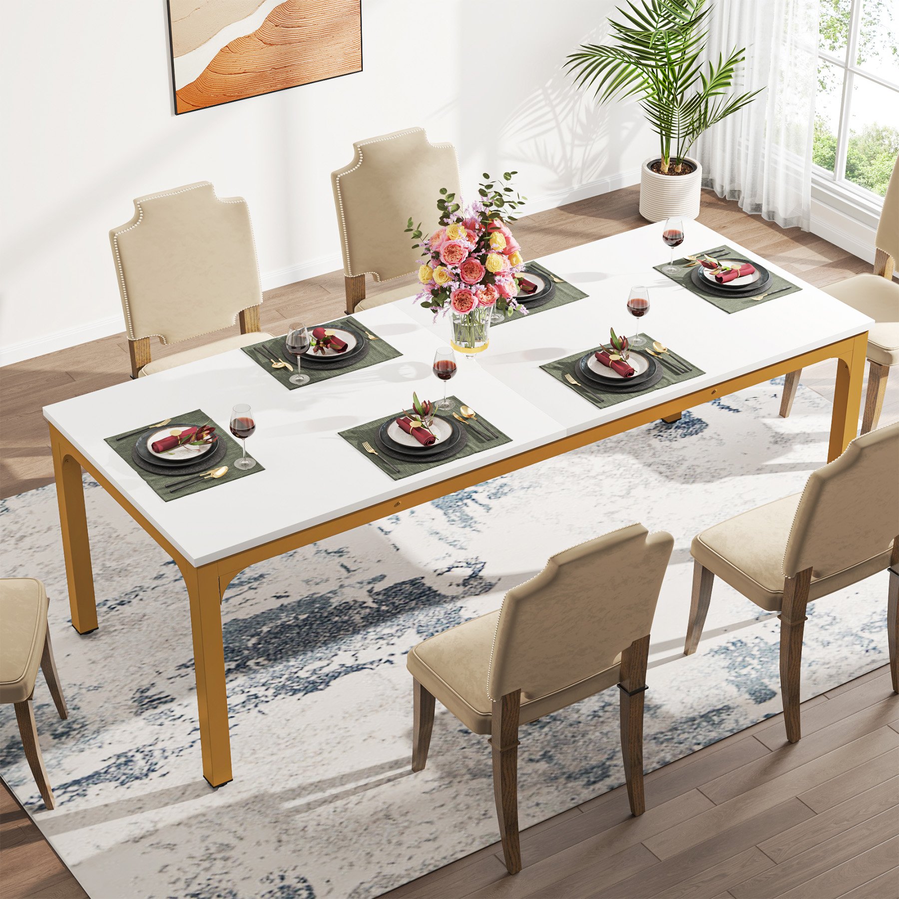 Tribesigns Dining Table for 6-8 Person 78 inch Large Long Rectangular Kitchen Dining Table for Dining Room(Only Table)
