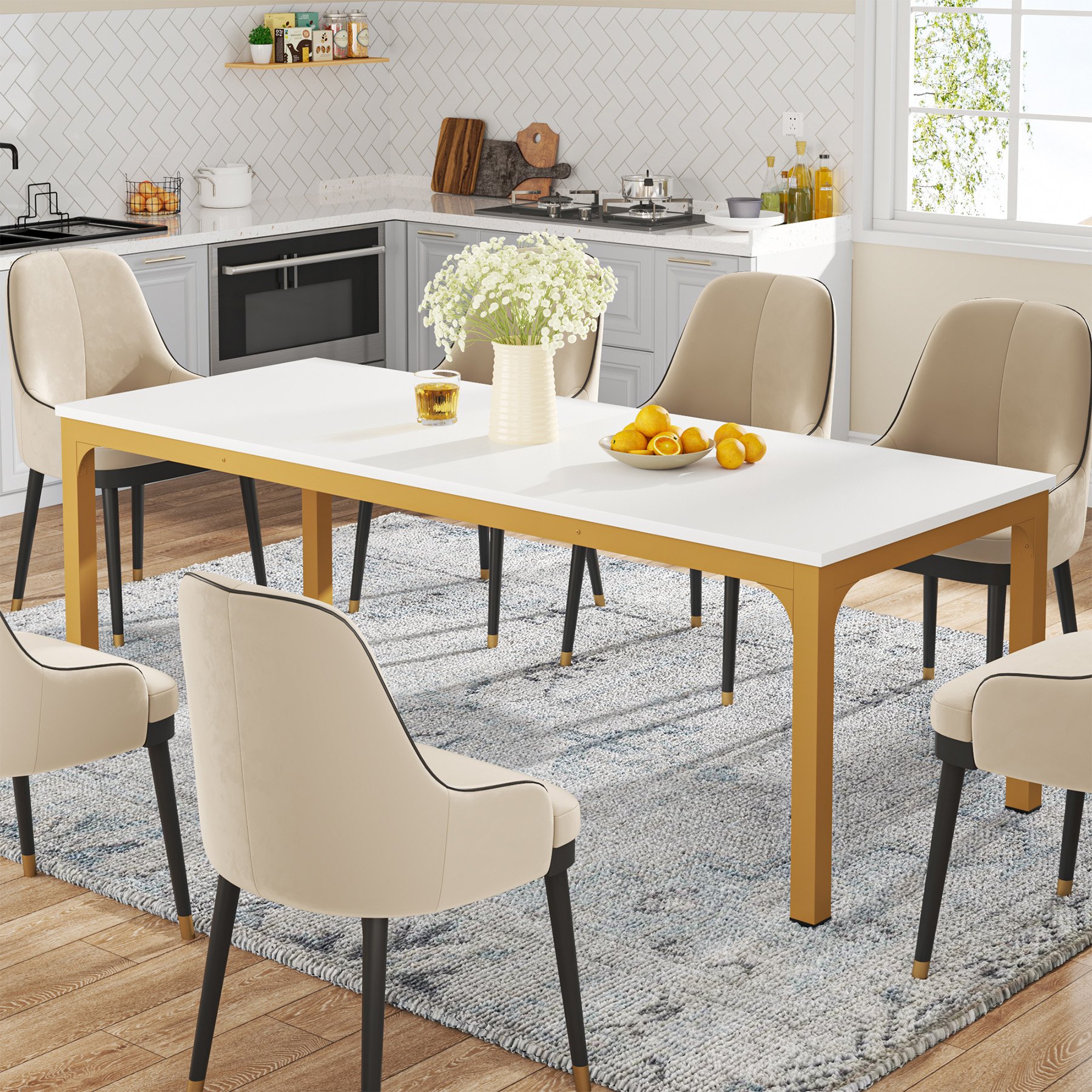 Tribesigns Dining Table for 6-8 Person 78 inch Large Long Rectangular Kitchen Dining Table for Dining Room(Only Table)