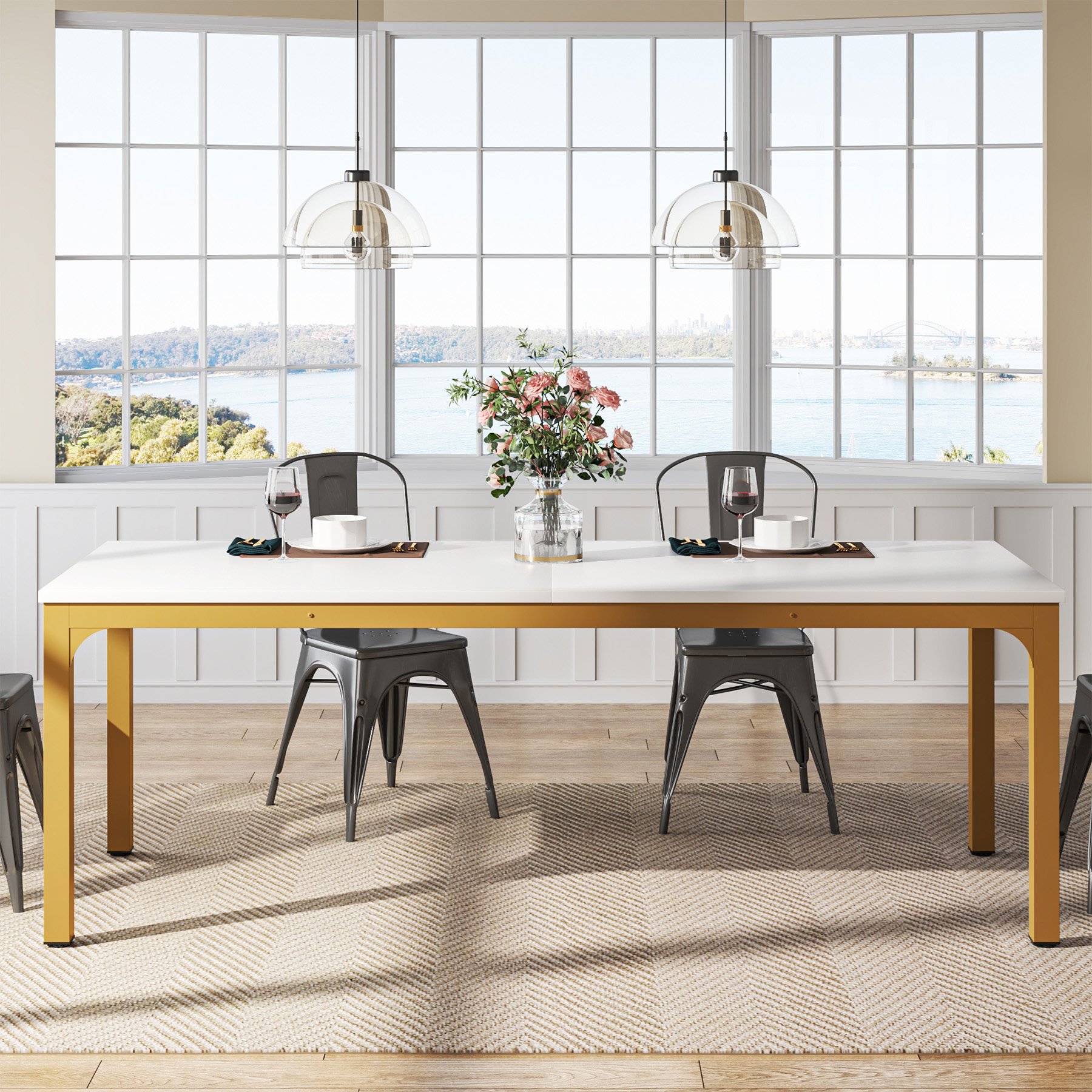 Tribesigns Dining Table for 6-8 Person 78 inch Large Long Rectangular Kitchen Dining Table for Dining Room(Only Table)