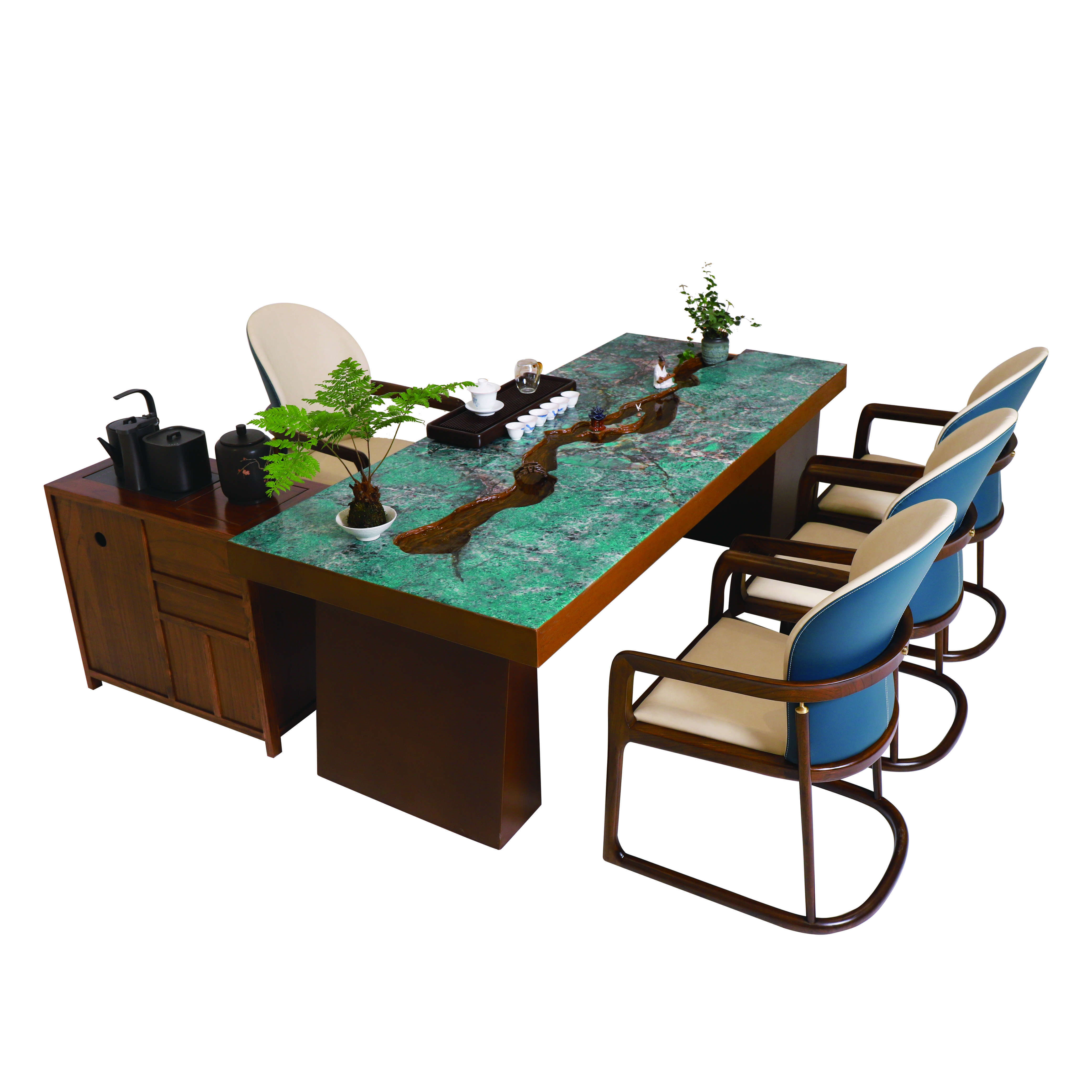 New Chinese Rock Slab River Tea Table Coffee Living Room Office Meeting Boss Courtyard Dining Room Long Table