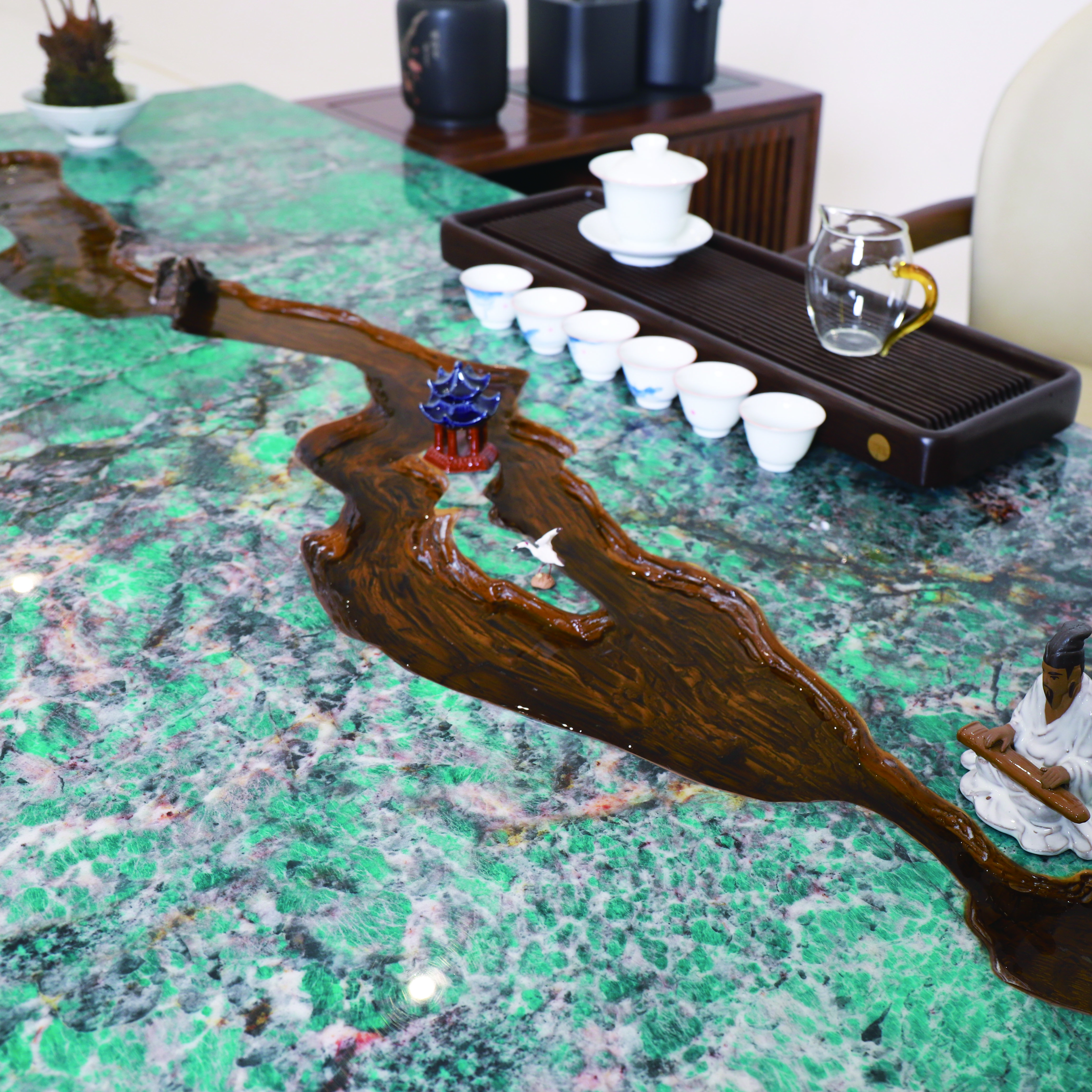 New Chinese Rock Slab River Tea Table Coffee Living Room Office Meeting Boss Courtyard Dining Room Long Table