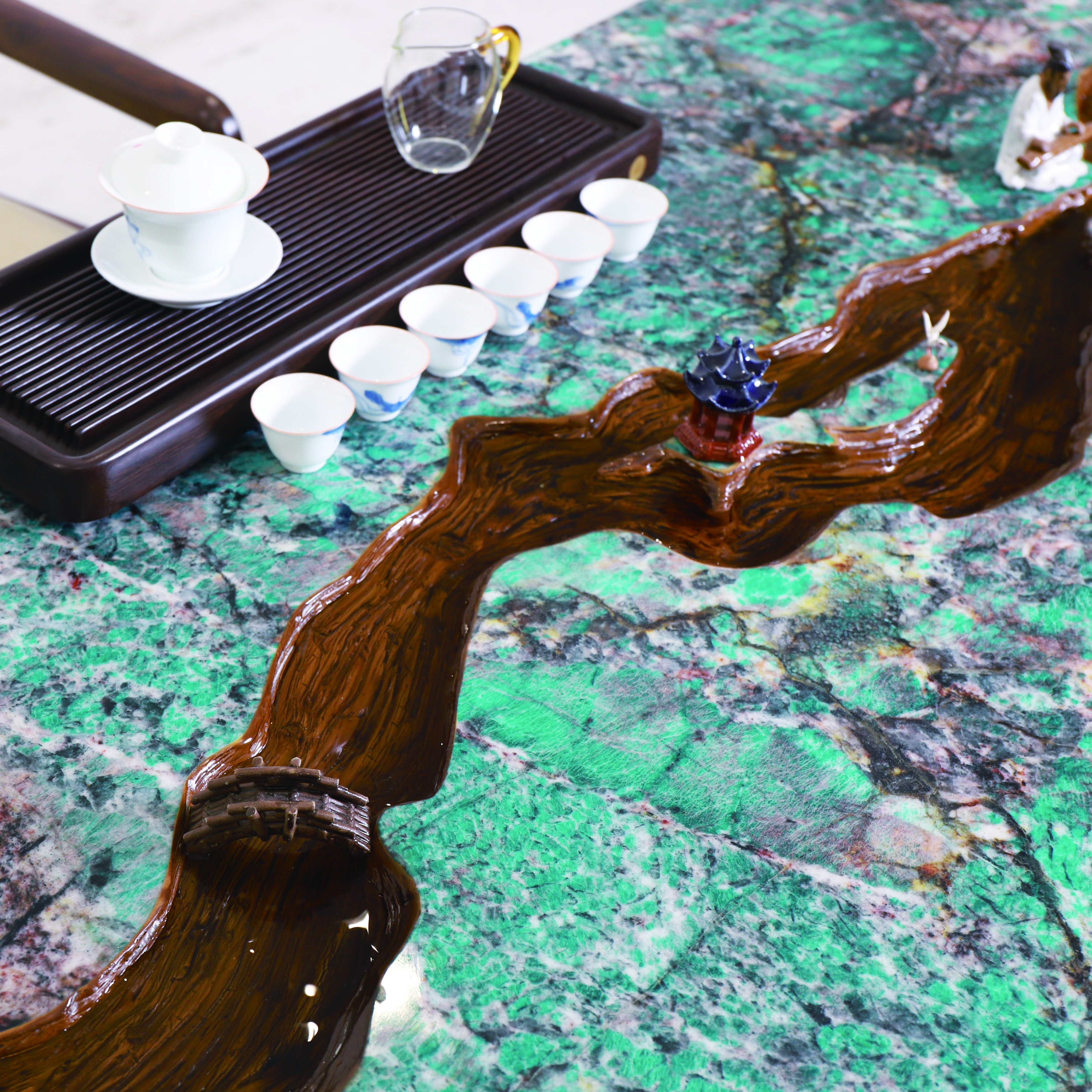 New Chinese Rock Slab River Tea Table Coffee Living Room Office Meeting Boss Courtyard Dining Room Long Table