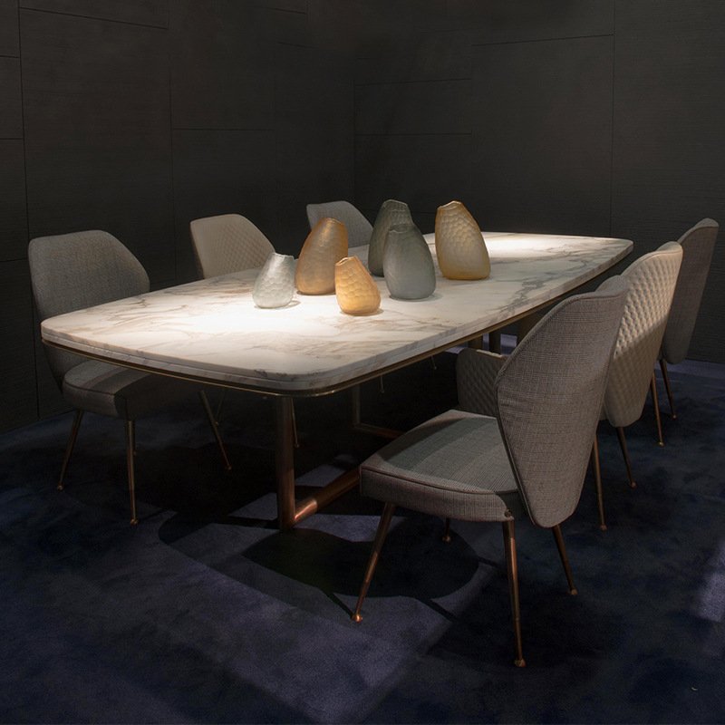 MR Luxury MR Italian Natural Marble Stainless Steel Base Dining Table Oval Dining Room Table For Home Hotel Furniture