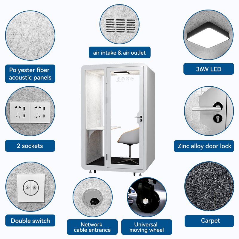 Office silence booth room soundproof booth recording studio soundproof silent work pod with table sofa