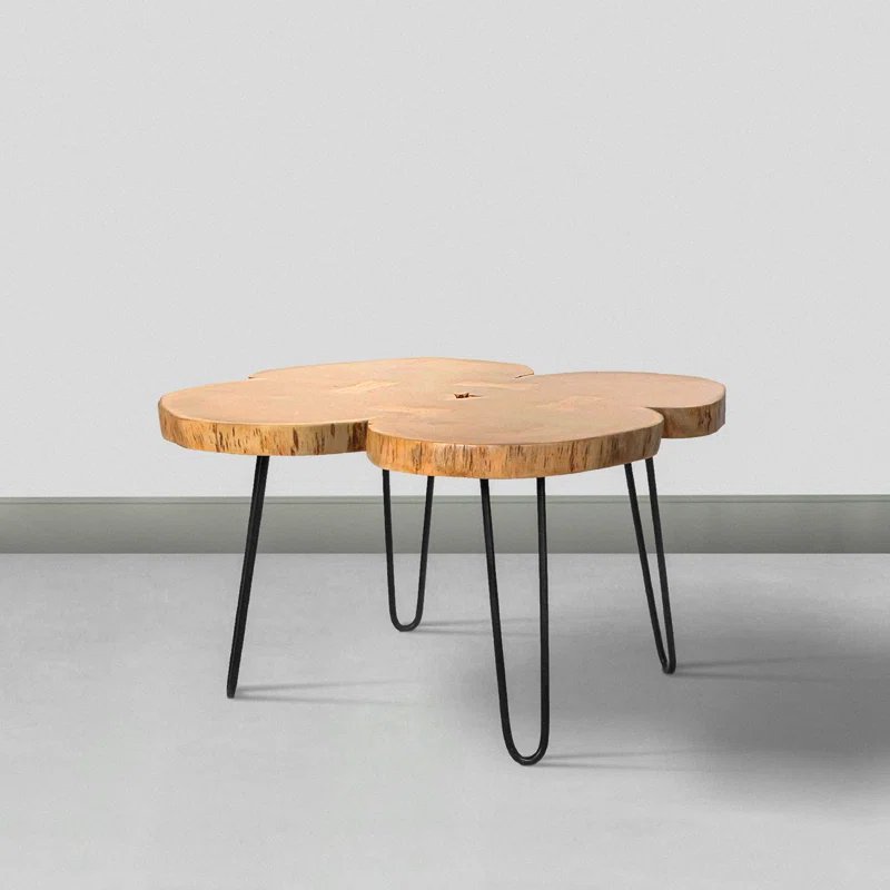 Modern Design Solid Woody Live Edge Side Table Dining Room Furniture Set for Home or Office Use
