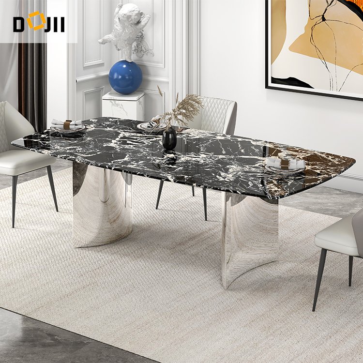 Modern vogue dinning room desk furniture nordic rectangular luxury marble dining table set with chairs for villa sale