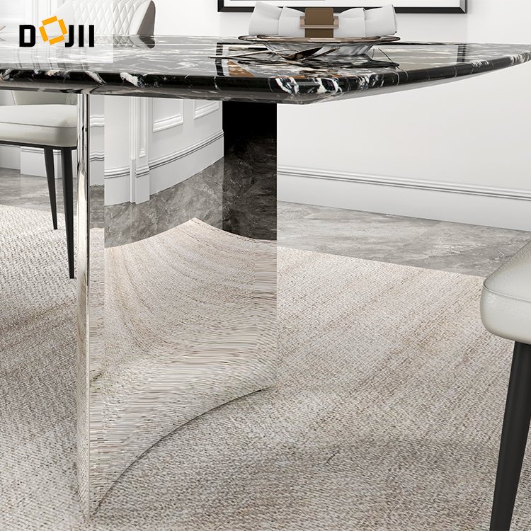Modern vogue dinning room desk furniture nordic rectangular luxury marble dining table set with chairs for villa sale