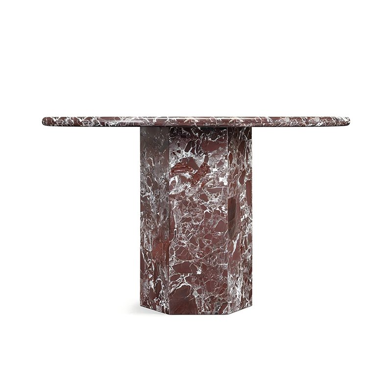 Custom Home Living Room Stone Furniture 120cm Table Modern Marble Top Red Round Dining Table for Villa And Hotel