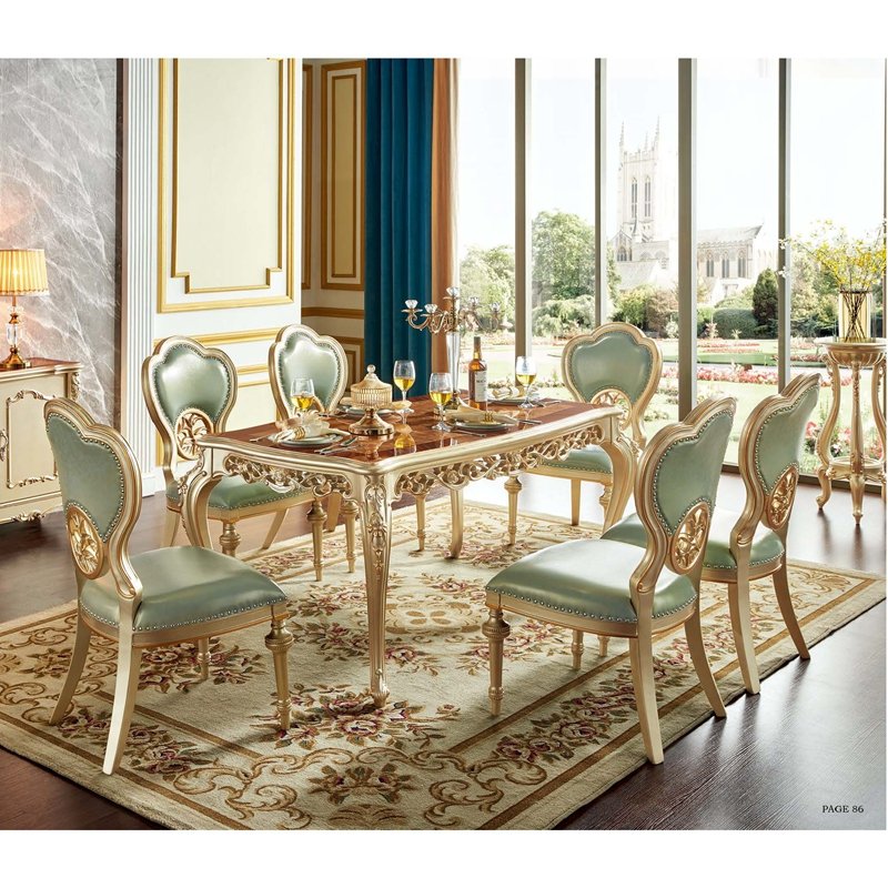 Hot selling classical dining table set 6 seater French dinning table and chairs furniture for wholesales