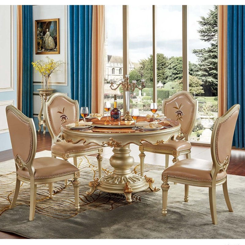 Hot selling classical dining table set 6 seater French dinning table and chairs furniture for wholesales